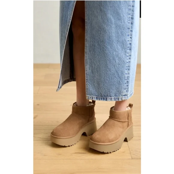 🆕️ UGG The Classic Ultra Mini New Heights Boot Size 8 Chesnut - Picture 3 of 16